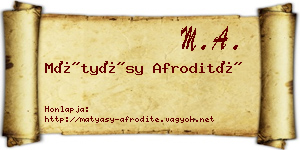 Mátyásy Afrodité névjegykártya
